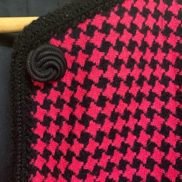 Pendleton Vintage Raspberry Red Black Houndstooth Wool Button Blazer Jacket 10 - Picture 14 of 17